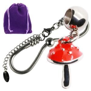 Red Toadstool Charm Bracelet, Mushroom Decor Accent And Mushroom Gifts Idea